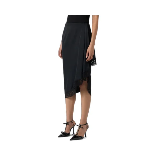 Asymmetric Lace-Detail Skirt