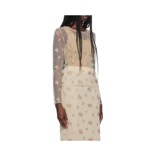 Floral Pattern Embroidered T-Shirt