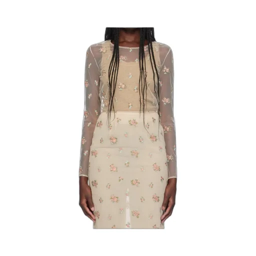 Floral Pattern Embroidered T-Shirt