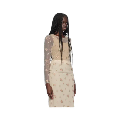 Floral Pattern Embroidered T-Shirt