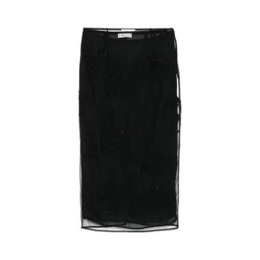 Satin Embroidered Twill Skirt