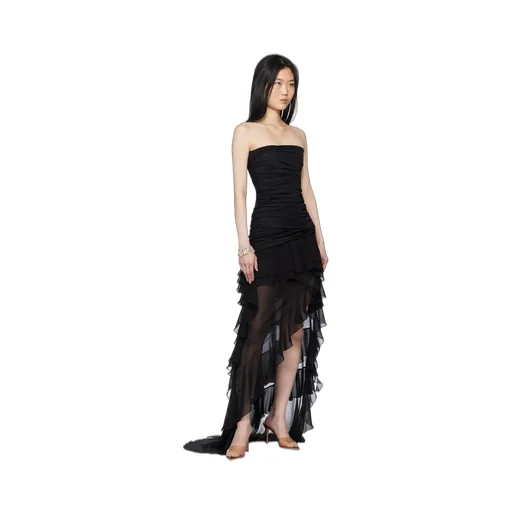 Ruffled Ruched Chiffon Bustier Dress