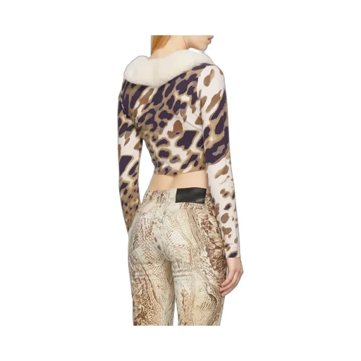 Cropped Animal-Print Cardigan