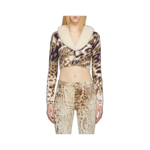 Cropped Animal-Print Cardigan