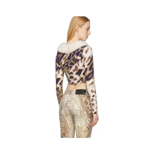 Cropped Animal-Print Cardigan