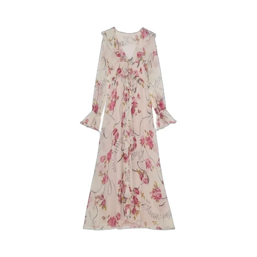 Floral Printed Ruffled Maxi Dress