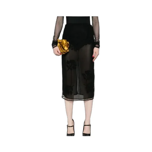 Satin Embroidered Twill Skirt