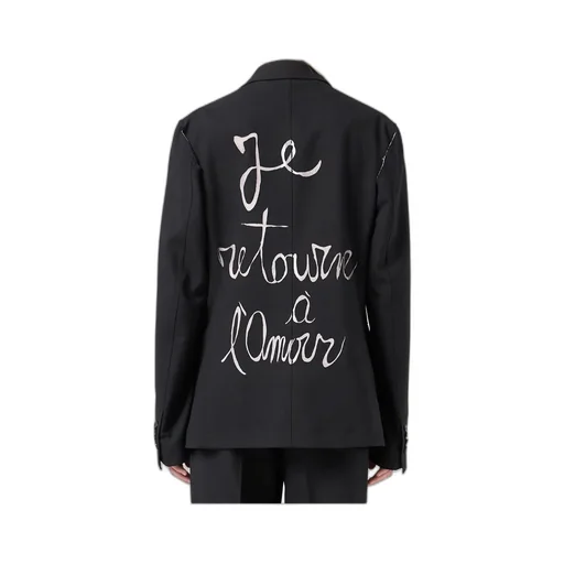 Lettering-Print Single-Breasted Blazer