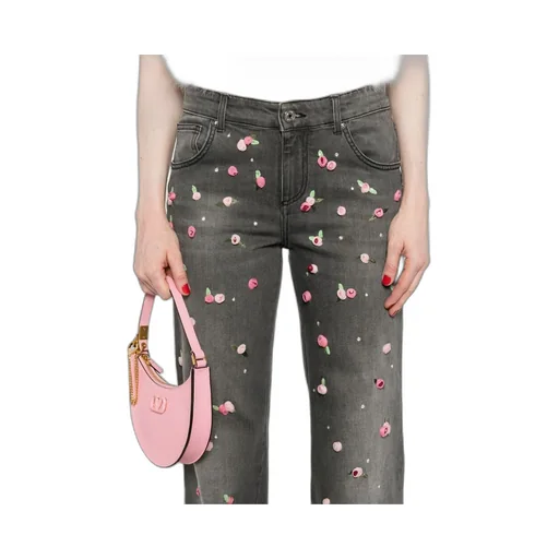 Embroidered Roses Wide-Leg Jeans