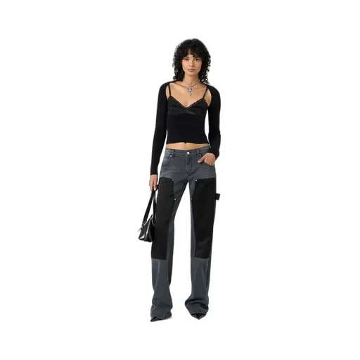 Lace-Panel Knitted Top