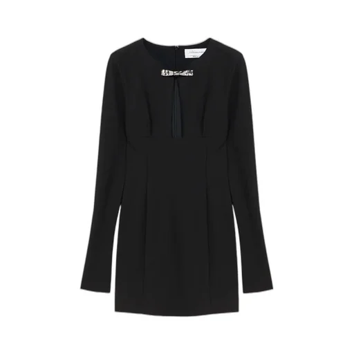 Hollowed-Out Pin Decorated Compact Knitted Dress