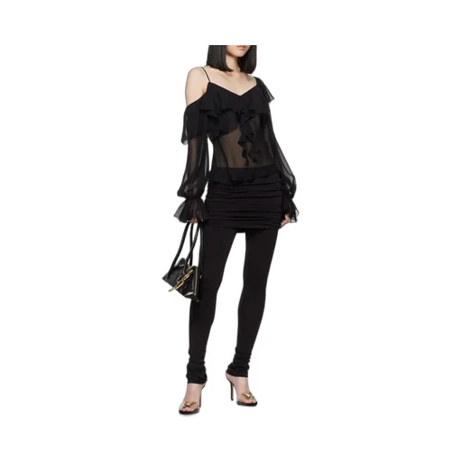 Silk Sheer Ruffled Blouse