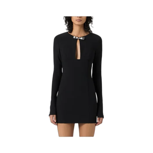 Hollowed-Out Pin Decorated Compact Knitted Dress