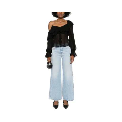 Silk Sheer Ruffled Blouse