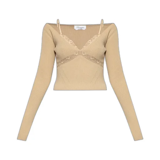 Lace-Detail Knitted Top
