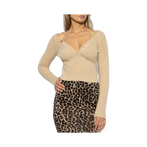 Lace-Detail Knitted Top