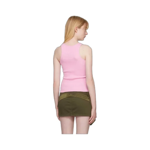 Rhinestone-Embellished Fine-Ribbed Tank Top