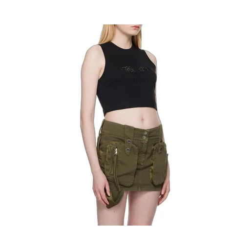 Rhinestone-Embellished Cropped Tank Top