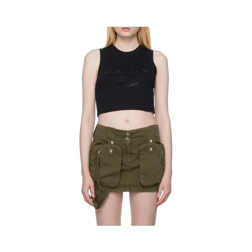 Rhinestone-Embellished Cropped Tank Top