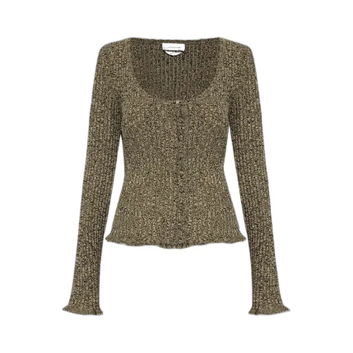 Ruffled Ribbed Cardigan