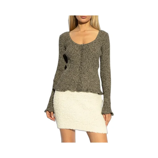 Ruffled Ribbed Cardigan
