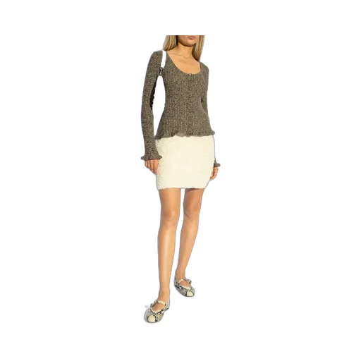 Ruffled Ribbed Cardigan