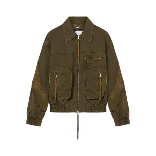 Satin-Inserts Bomber Jacket