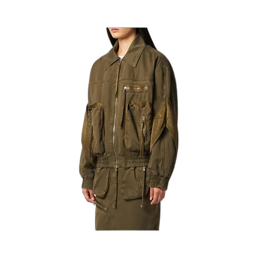 Satin-Inserts Bomber Jacket