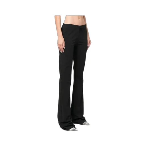 Bow-Detailed Scallop Edge Flared Trousers