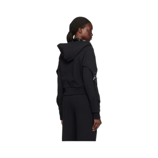 Buckle-Detail Zip-Up Cotton Hoodie