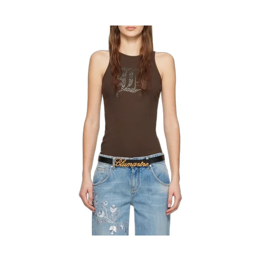 Rhinestoned Ribbed-Knit Tank Top