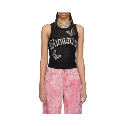 Logo-Embellishment Mesh Tank Top
