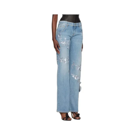 Floral Sequined Jeans