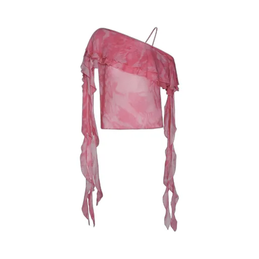 Ruffled Asymmetric Silk Blouse