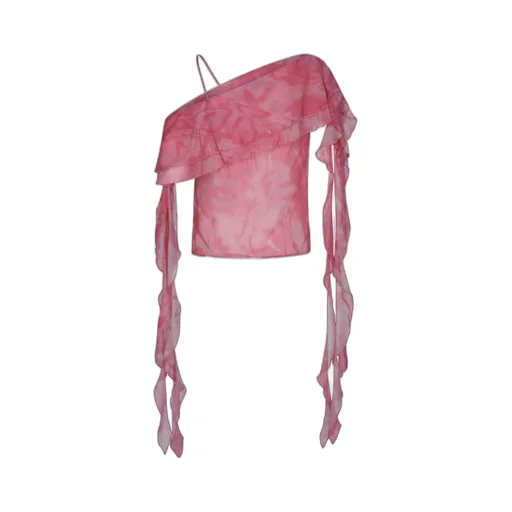 Ruffled Asymmetric Silk Blouse