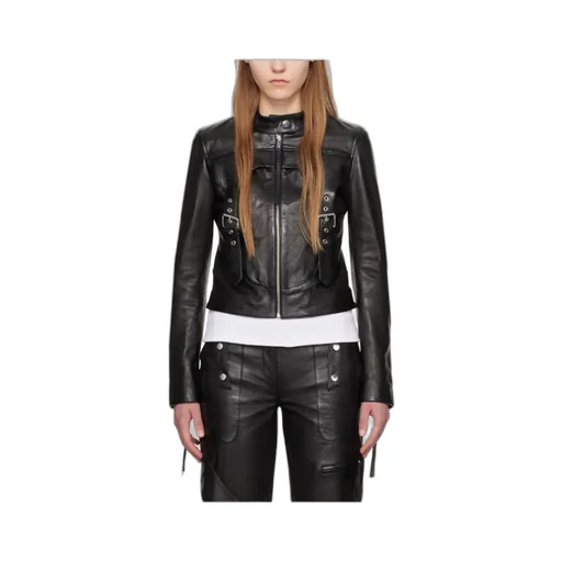 Harness-Detail Leather Jacket