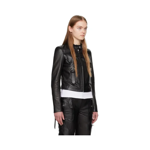 Harness-Detail Leather Jacket