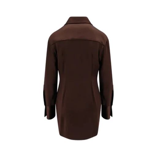 Cowl-Collar Satin Shirt Minidress