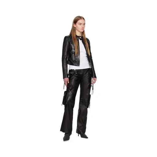 Harness-Detail Leather Jacket