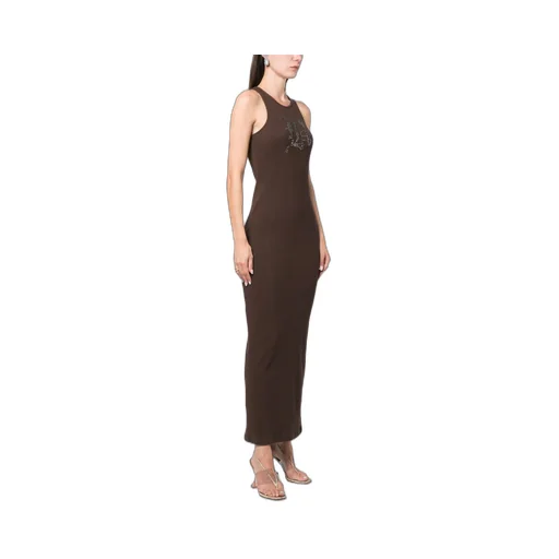 Rhinestone-Logo Midi Dress