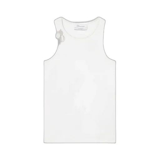 Brooch-Detail Crewneck Tank Top