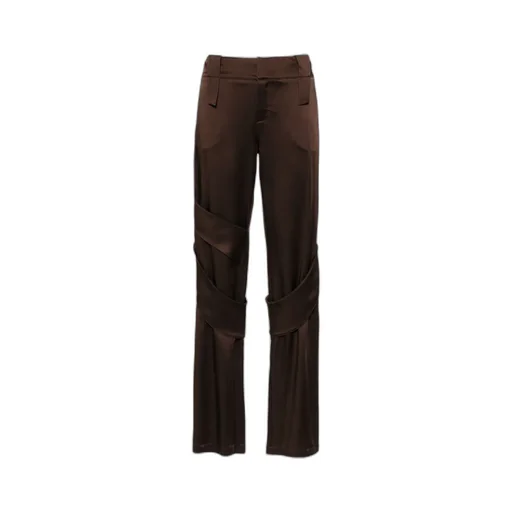 Satin Wide-Leg Cargo Trousers