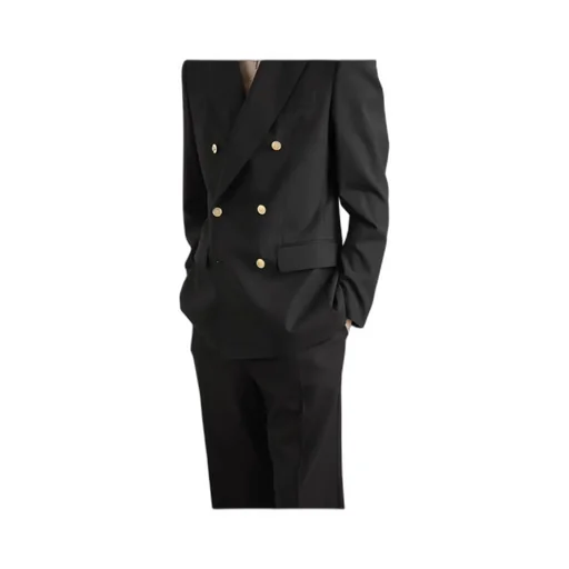 Martini-Fit Gold-Button Double-Breasted Suit