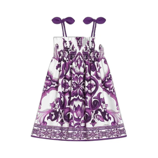 Majolica-Print Sleeveless Dress