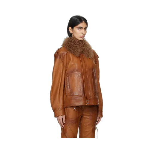 Detachable Collar Leather Jacket