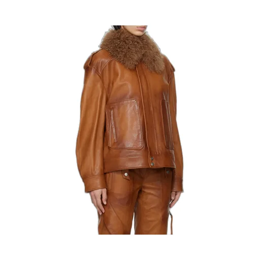 Detachable Collar Leather Jacket