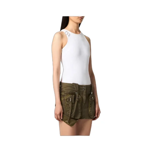 Brooch-Detail Crewneck Tank Top