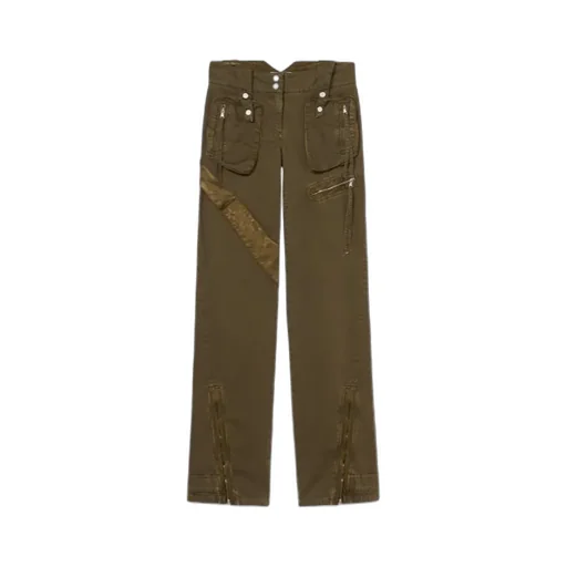 Satin Inlaid Overalls Casual Pants