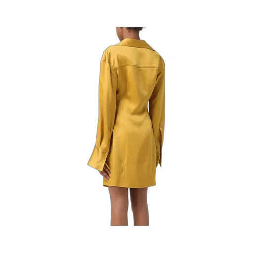 Long Sleeve Satin Mini Shirt Dress