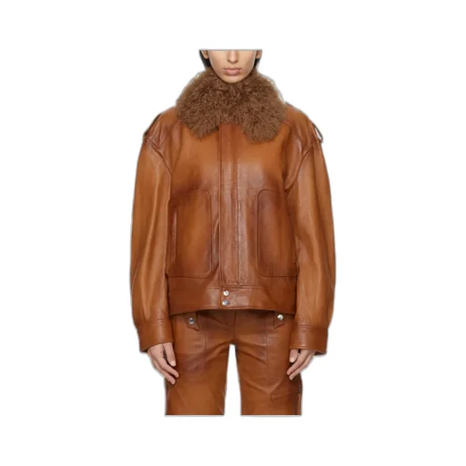 Detachable Collar Leather Jacket